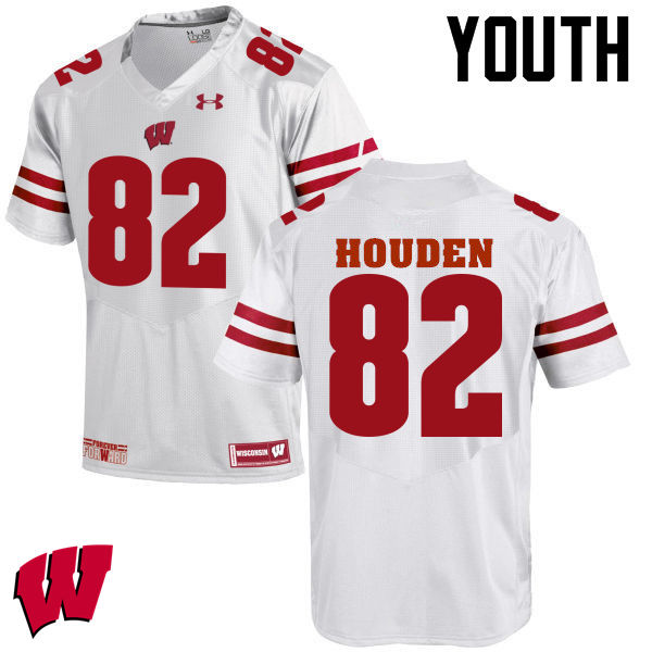Youth Wisconsin Badgers #82 Henry Houden College Football Jerseys-White - Click Image to Close